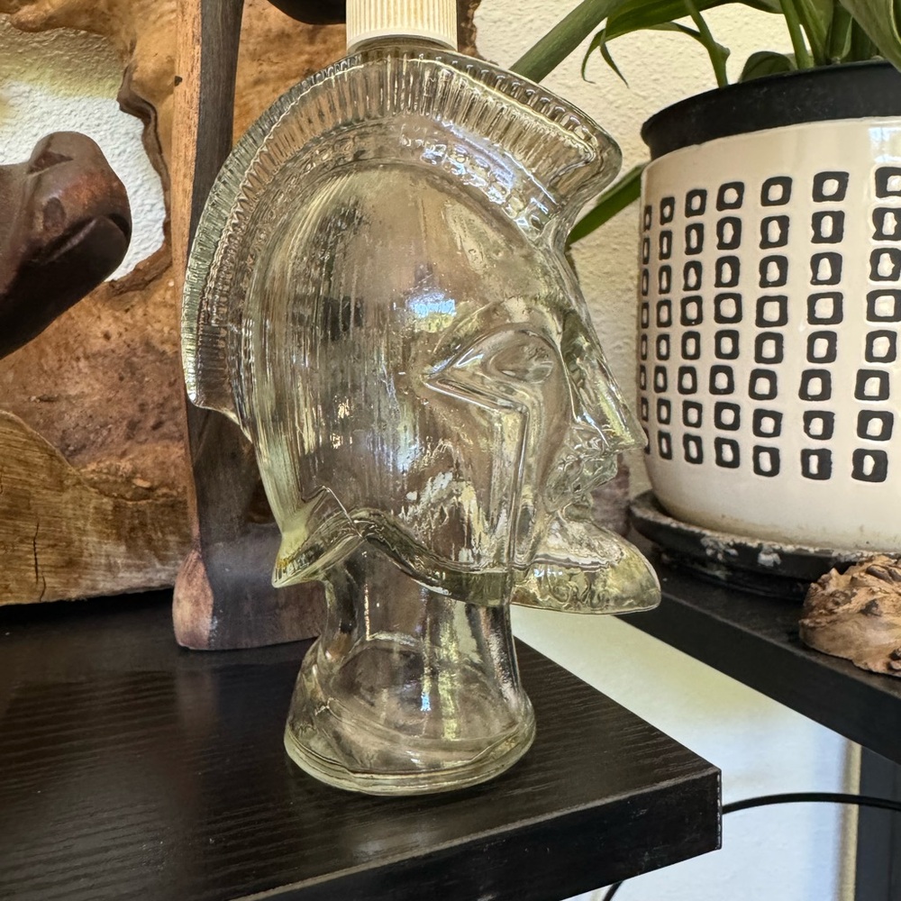Avon Clear Vintage Glass Spartan Helmet Bottle